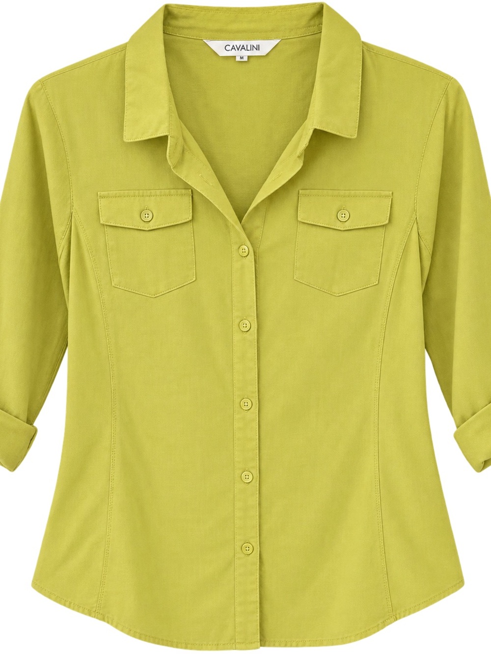 Cavalini Women's Bright Lime Button-Front Utility Shirt